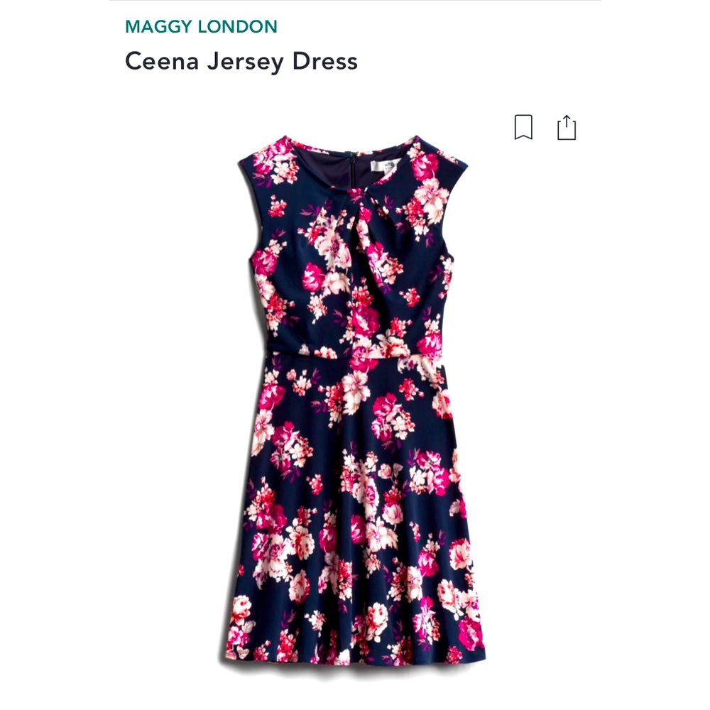 Maggy London Ceena Jersey Dress. Size 10P. Navy